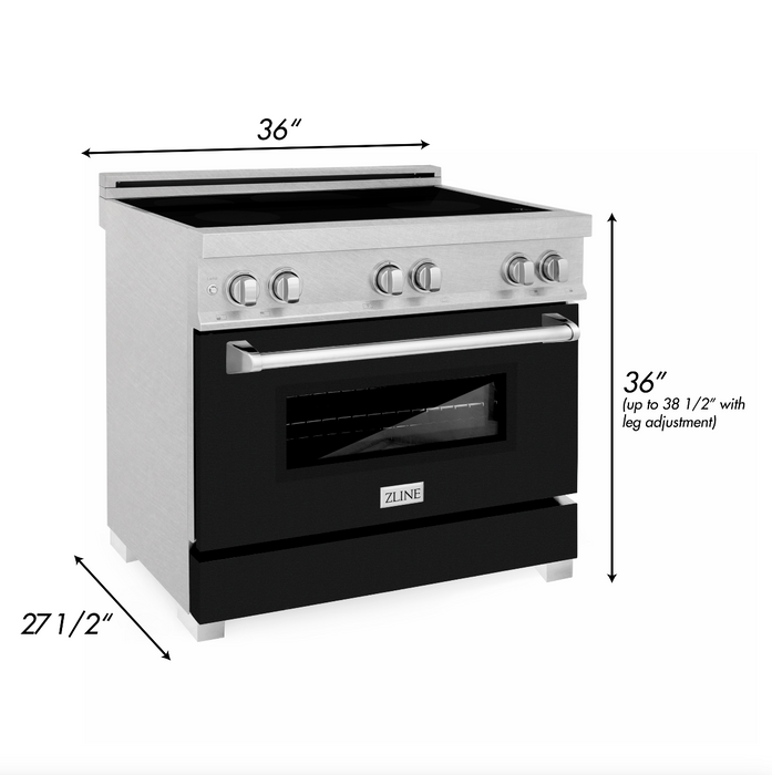 ZLINE 36 in. Induction Range in Fingerprint Resistant Stainless Steel with Black Matte Door (RAINDS-BLM-36)