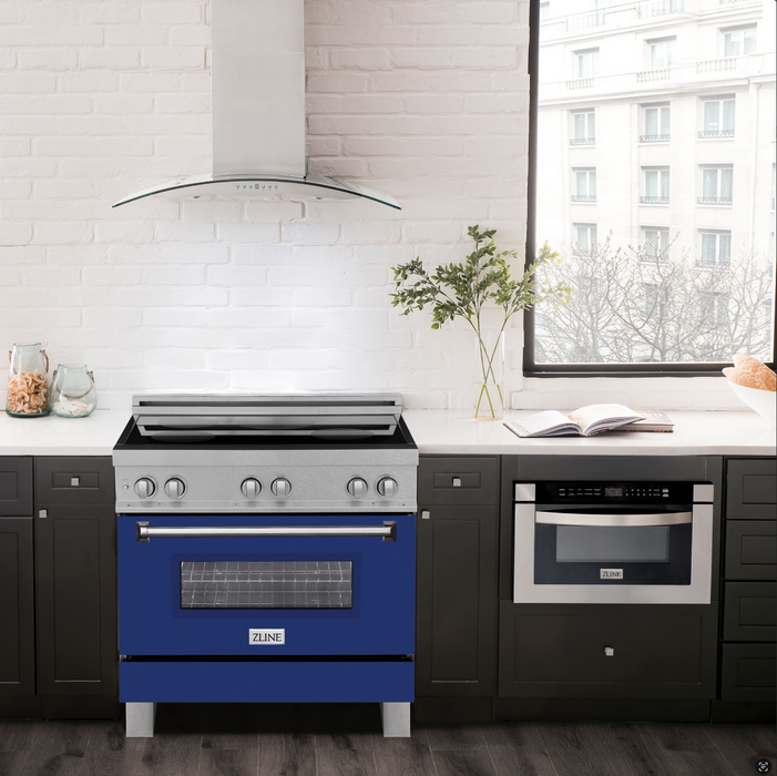 ZLINE 36 in. Induction Range in Fingerprint Resistant Stainless Steel with Blue Gloss Door (RAINDS-BG-36)