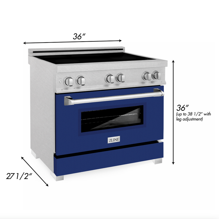 ZLINE 36 in. Induction Range in Fingerprint Resistant Stainless Steel with Blue Gloss Door (RAINDS-BG-36)