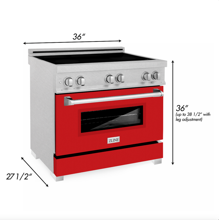 ZLINE 36 in. Induction Range in Fingerprint Resistant Stainless Steel with Red Gloss Door (RAINDS-RG-36)