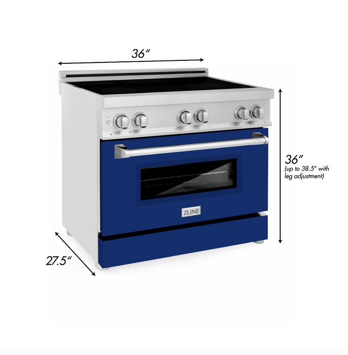 ZLINE 36 in. 4.6 cu. ft. Induction Range with a 4 Element Stove and Electric Oven with Blue Gloss Door (RAIND-BG-36)