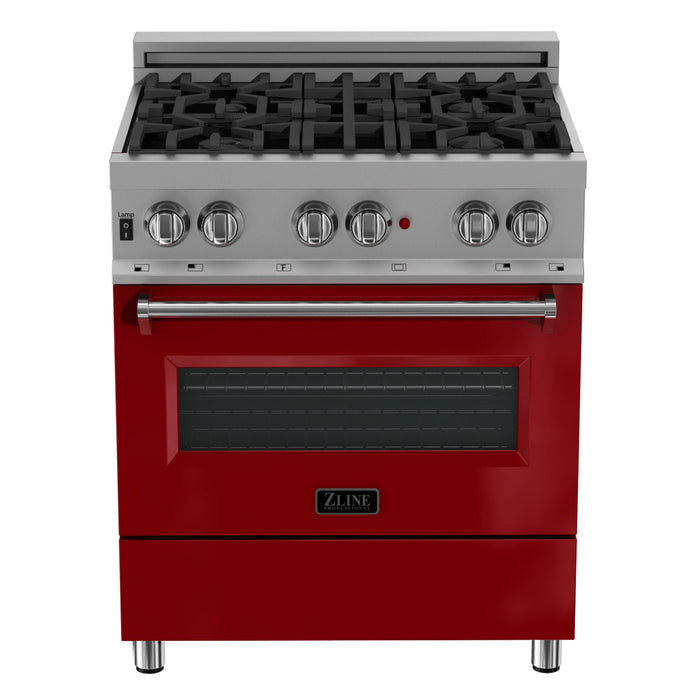 ZLINE 36 in. Professional Dual Fuel Range in Fingerprint Resistant Stainless Steel with Red Gloss Door (RAS-RG-36)