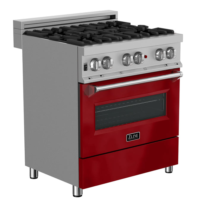 ZLINE 36 in. Professional Dual Fuel Range in Fingerprint Resistant Stainless Steel with Red Gloss Door (RAS-RG-36)