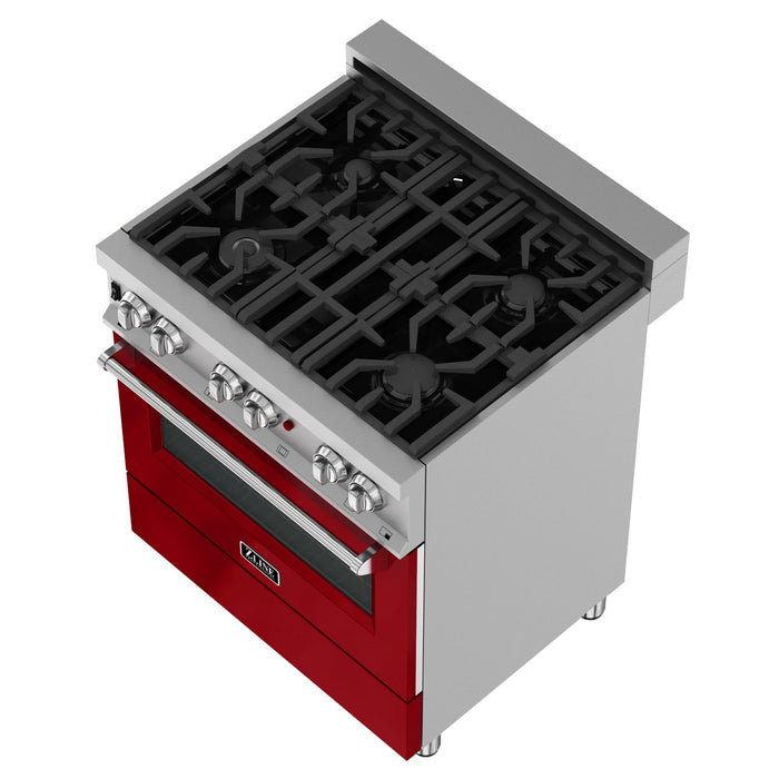 ZLINE 36 in. Professional Dual Fuel Range in Fingerprint Resistant Stainless Steel with Red Gloss Door (RAS-RG-36)