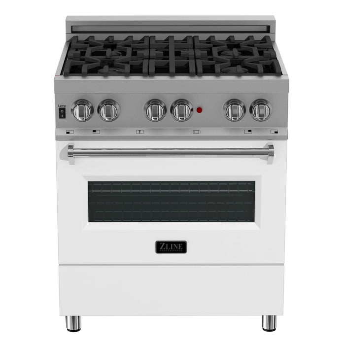 ZLINE 30 in. 4.0 cu. ft. Dual Fuel Range with Gas Stove and Electric Oven in All Fingerprint Resistant Stainless Steel with White Matte Door (RAS-WM-30)