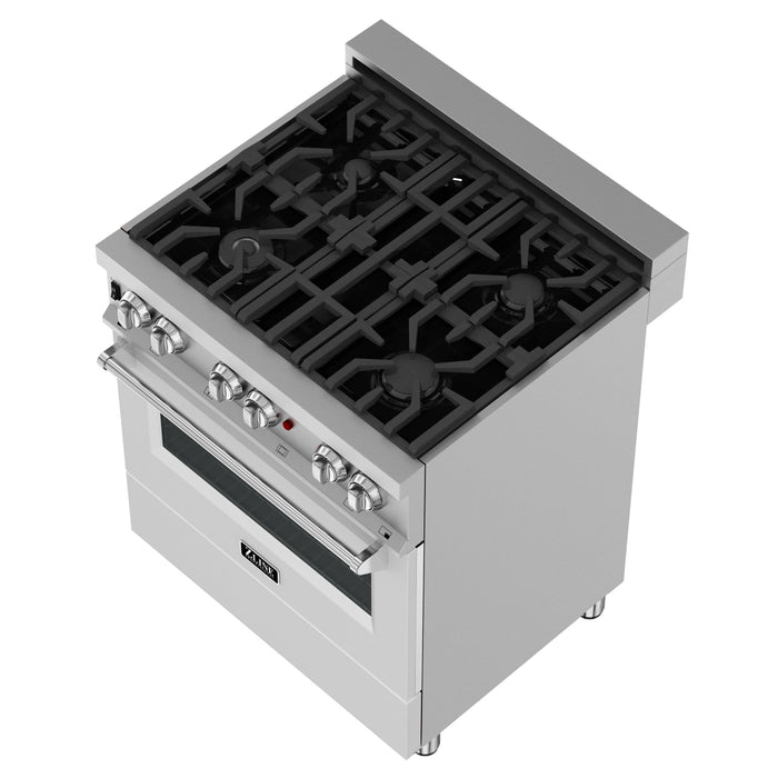 ZLINE 30 in. 4.0 cu. ft. Dual Fuel Range with Gas Stove and Electric Oven in All Fingerprint Resistant Stainless Steel with White Matte Door (RAS-WM-30)