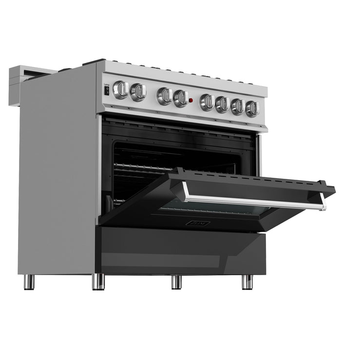 ZLINE 36 in. Professional Dual Fuel Range in Fingerprint Resistant Stainless Steel with Black Matte Door (RAS-BLM-36)