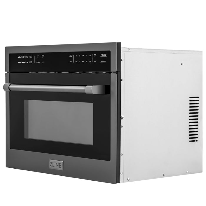 ZLINE 24 in. Black Stainless Steel Built-in Convection Microwave Oven with Speed and Sensor Cooking (MWO-24-BS)