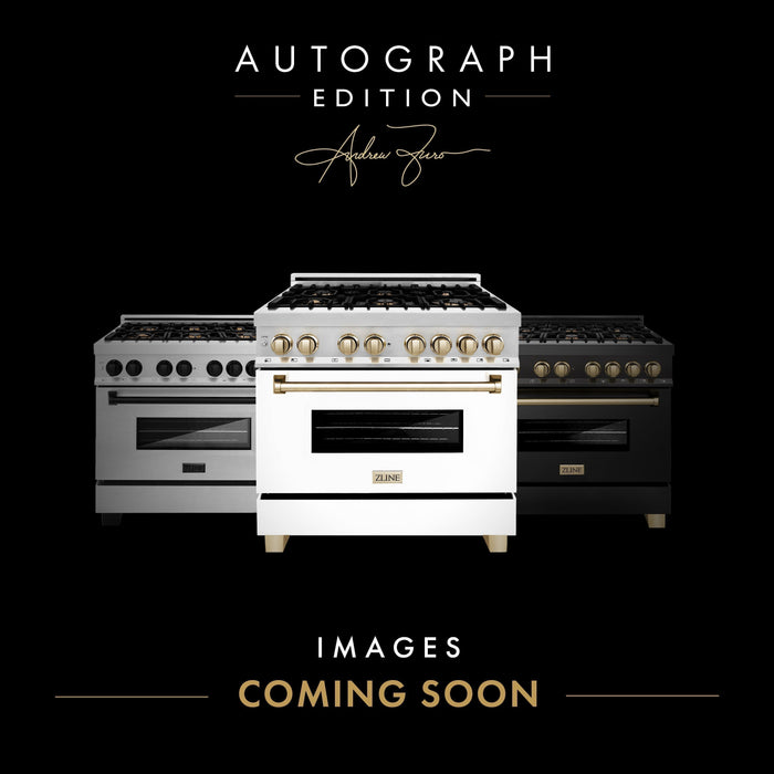 ZLINE 48 in. Autograph Edition Kitchen Package with Stainless Steel Dual Fuel Range with White Matte Door and Range Hood with Matte Black Accents (2AKP-RAWMRH48-MB)