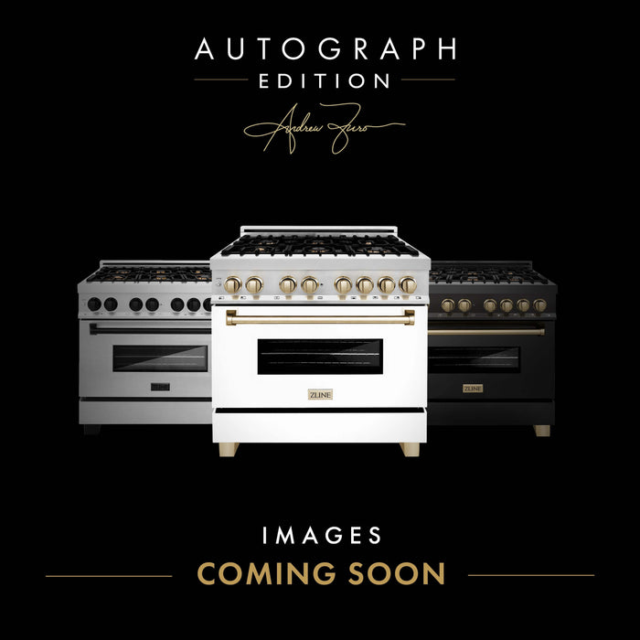 ZLINE 30 in. Autograph Edition Kitchen Package with Stainless Steel Dual Fuel Range with White Matte Door and Range Hood with Polished Gold Accents (2AKP-RAWMRH30-G)