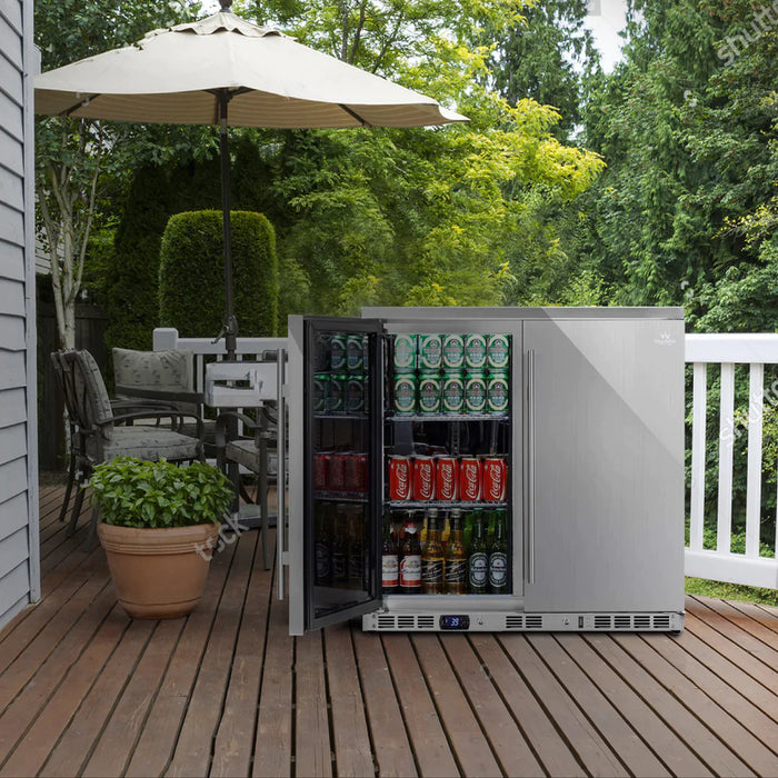 KingsBottle 36" Outdoor Beverage Refrigerator 2 Door For Home - KBU56ASD