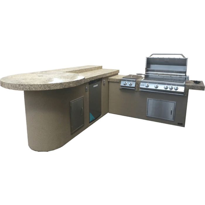 KoKoMo Grills Aruba BBQ Island with Side Burner and Refrigerator