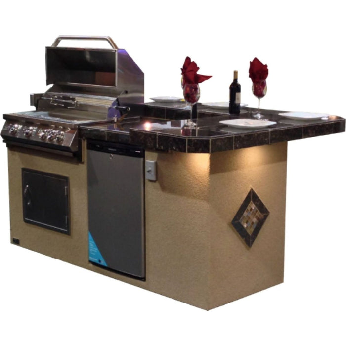 KoKoMo Grills St. John BBQ Island with High Bar Lights