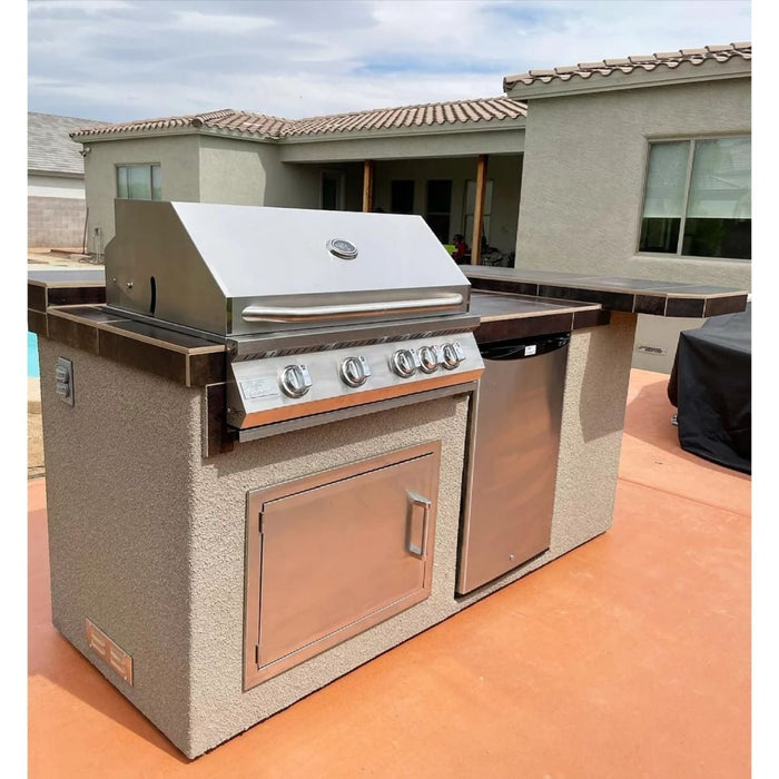 KoKoMo Grills St. John BBQ Island with High Bar Lights