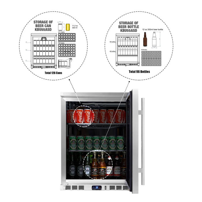 KingsBottle 24" Outdoor Beer Fridge Cooler Stainless Steel - KBU55ASD