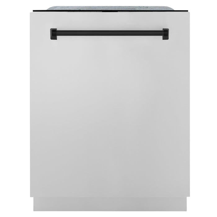 ZLINE Autograph Edition 24 in. 3rd Rack Top Touch Control Tall Tub Dishwasher in Stainless Steel with Matte Black Handle, 45dBa (DWMTZ-304-24-MB)