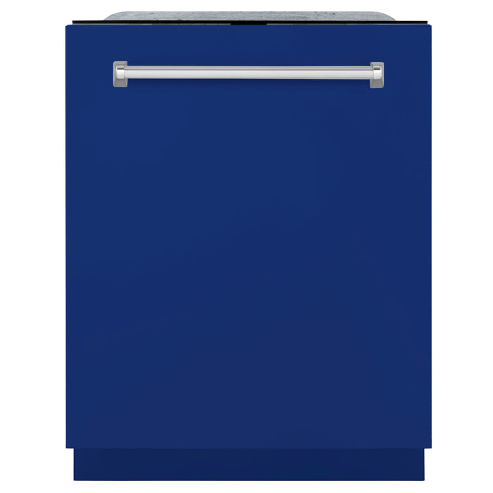 ZLINE 24 in. Panel-Included Monument Series 3rd Rack Top Touch Control Dishwasher with Blue Matte Door, 45dBa (DWMT-24-BM)