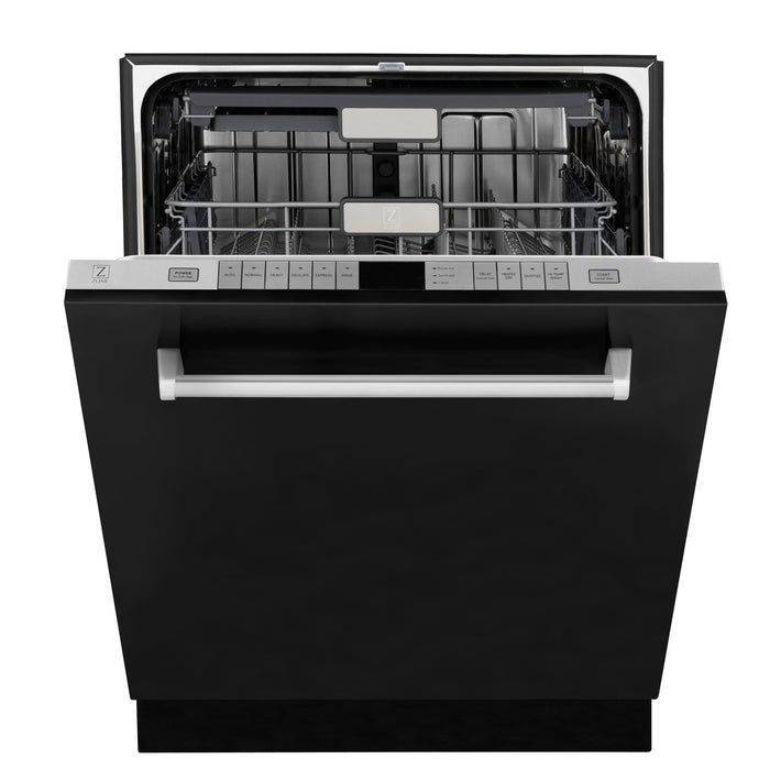 ZLINE 24 in. Panel-Included Monument Series 3rd Rack Top Touch Control Dishwasher with Black Matte Door, 45dBa (DWMT-BLM-24)