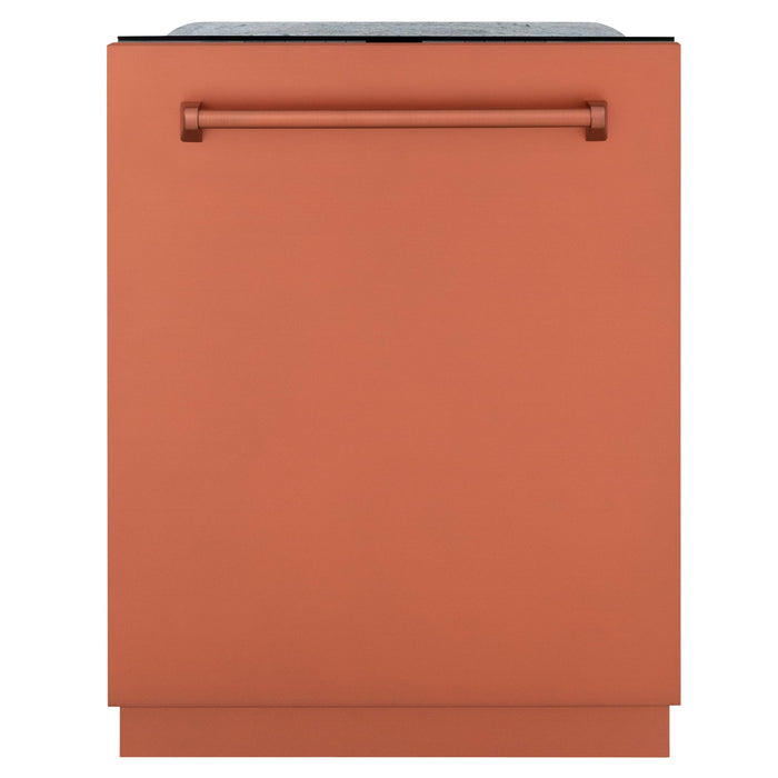 ZLINE 24 in. Panel-Included Monument Series 3rd Rack Top Touch Control Dishwasher with Copper Door, 45dBa (DWMT-C-24)