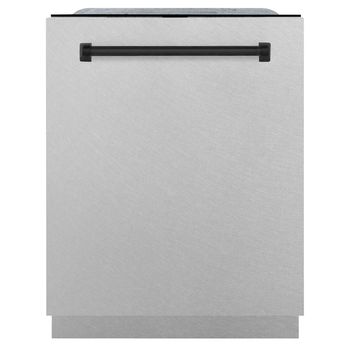 ZLINE Autograph Edition 24" 3rd Rack Top Control Tall Tub Dishwasher in Fingerprint Resistant Stainless Steel with Matte Black Accents, 45dBa (DWMTZ-SN-24-MB)