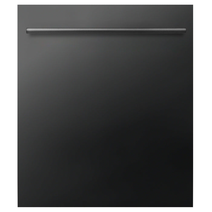 ZLINE 24 in. Top Control Dishwasher with Black Stainless Steel Panel and Modern Style Handle, 52dBa (DW-BS-H-24)