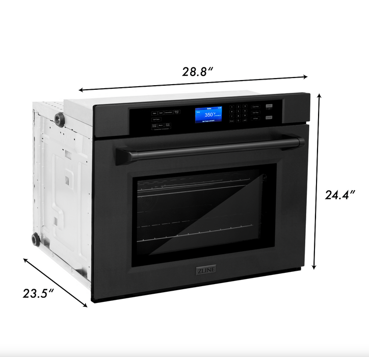 ZLINE 30 in. Professional Electric Single Wall Oven with Self Clean and True Convection in Black Stainless Steel (AWS-30-BS)