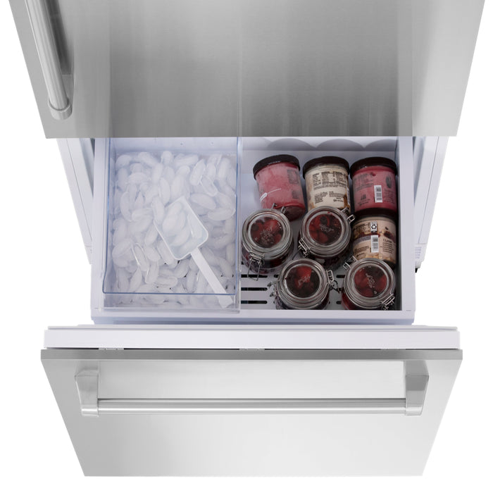 ZLINE 30 in. 16.1 cu. ft. Panel Ready Built-In 2-Door Bottom Freezer Refrigerator with Internal Water and Ice Dispenser (RBIV-30)