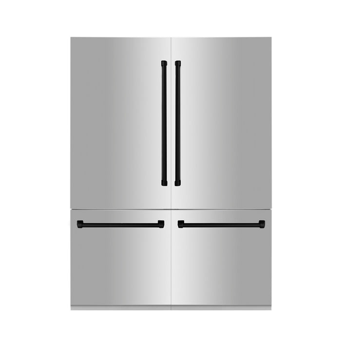 ZLINE 60 in. Autograph Edition 32.2 cu. ft. Built-in 4-Door French Door Refrigerator with Internal Water and Ice Dispenser in Stainless Steel with Matte Black Accents (RBIVZ-304-60-MB)