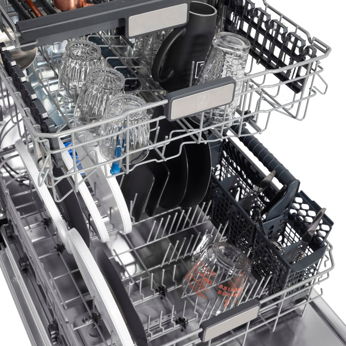 ZLINE 24 in. Panel-Ready Monument Series 3rd Rack Top Touch Control Dishwasher with Stainless Steel Tub, 45dBa (DWMT-24)