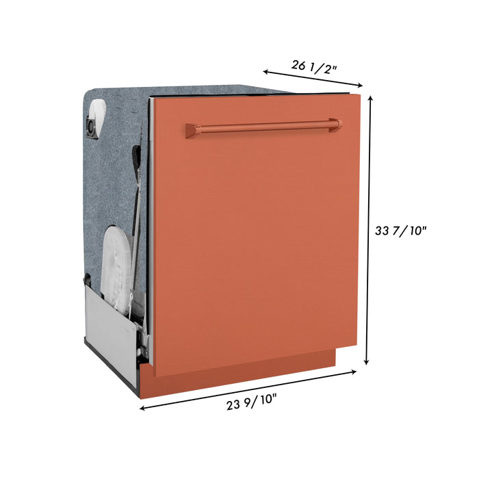 ZLINE 24 in. Panel-Included Monument Series 3rd Rack Top Touch Control Dishwasher with Copper Door, 45dBa (DWMT-C-24)