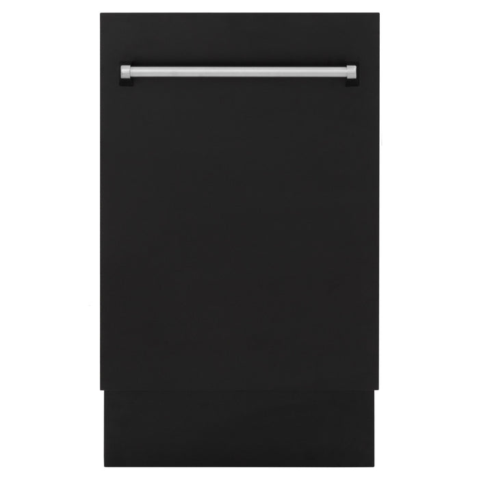 ZLINE 18 in. Tallac Series 3rd Rack Top Control Dishwasher in a Stainless Steel Tub with Black Matte Panel, 51dBa (DWV-BLM-18)