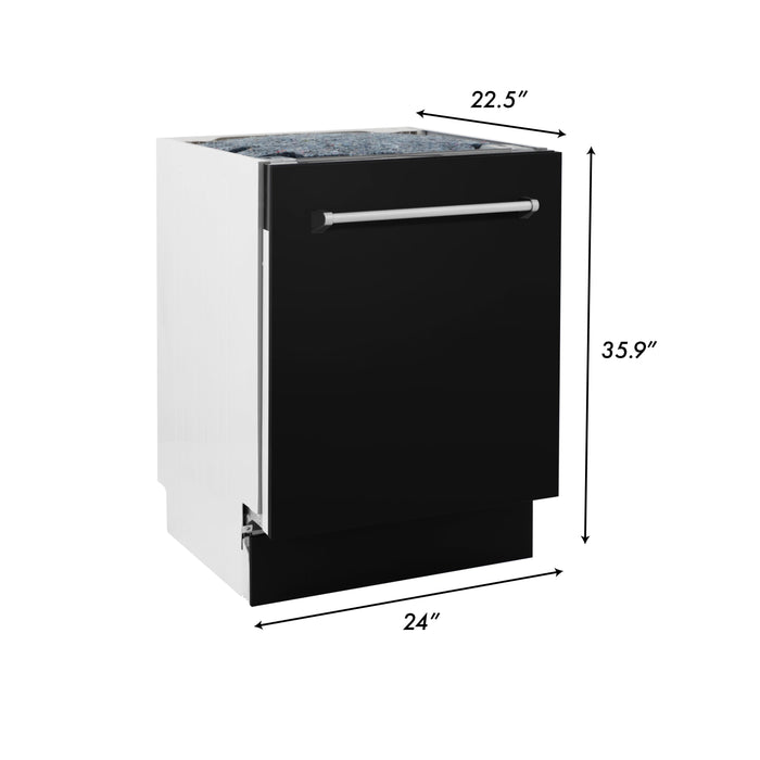 ZLINE 24" Tallac Series 3rd Rack Dishwasher with Matte Black Panel and Traditional Handle, 51dBa (DWV-BLM-24)