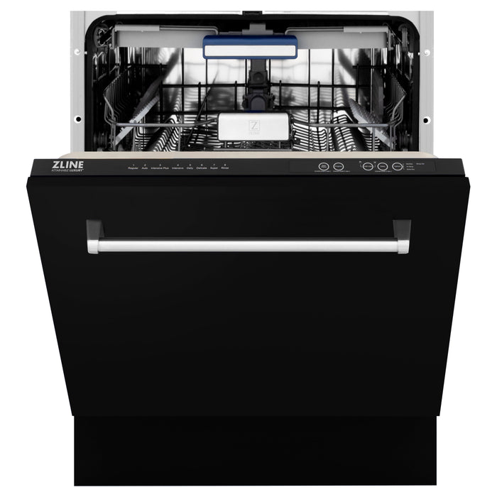 ZLINE 24" Tallac Series 3rd Rack Dishwasher with Matte Black Panel and Traditional Handle, 51dBa (DWV-BLM-24)