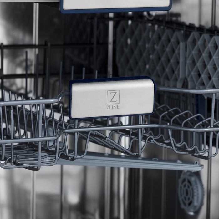 ZLINE 24" Tallac Series 3rd Rack Dishwasher with Black Stainless Steel Panel and Traditional Handle, 51dBa (DWV-BS-24)