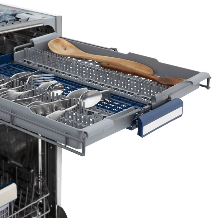 ZLINE 24" Tallac Series 3rd Rack Dishwasher with Black Stainless Steel Panel and Traditional Handle, 51dBa (DWV-BS-24)