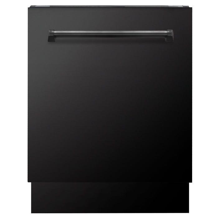 ZLINE 24" Tallac Series 3rd Rack Dishwasher with Black Stainless Steel Panel and Traditional Handle, 51dBa (DWV-BS-24)