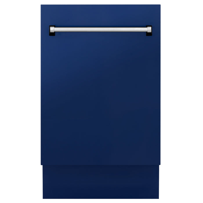 ZLINE 18 in. Tallac Series 3rd Rack Top Control Dishwasher in a Stainless Steel Tub with Blue Gloss Panel, 51dBa (DWV-BG-18)