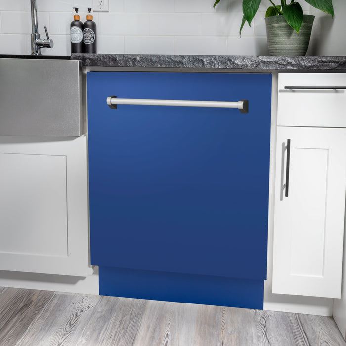 ZLINE 24" Tallac Series 3rd Rack Dishwasher with Blue Matte Panel and Traditional Handle, 51dBa (DWV-BM-24)