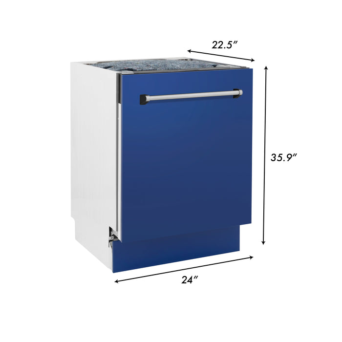 ZLINE 24" Tallac Series 3rd Rack Dishwasher with Blue Matte Panel and Traditional Handle, 51dBa (DWV-BM-24)