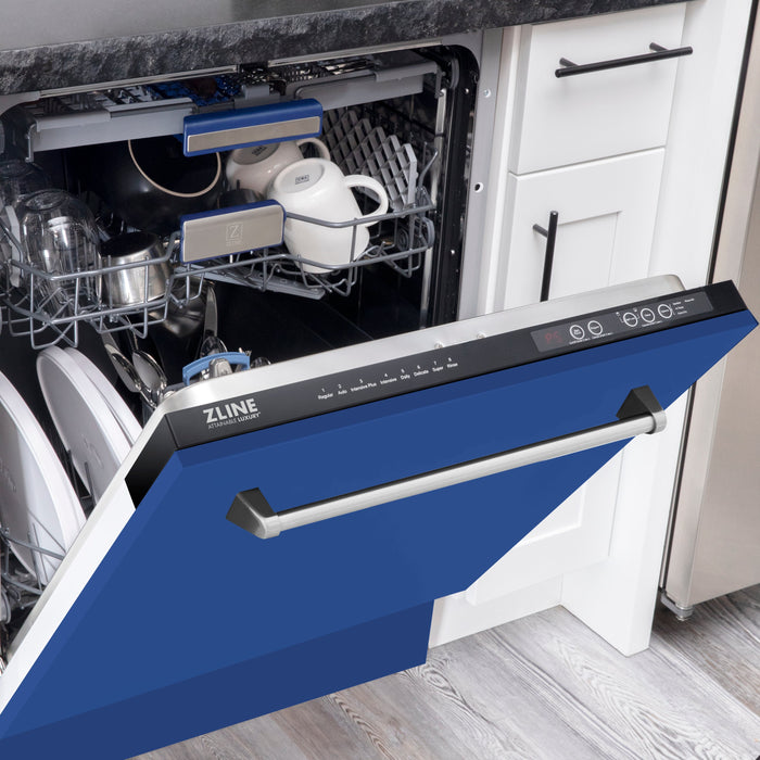 ZLINE 24" Tallac Series 3rd Rack Dishwasher with Blue Matte Panel and Traditional Handle, 51dBa (DWV-BM-24)