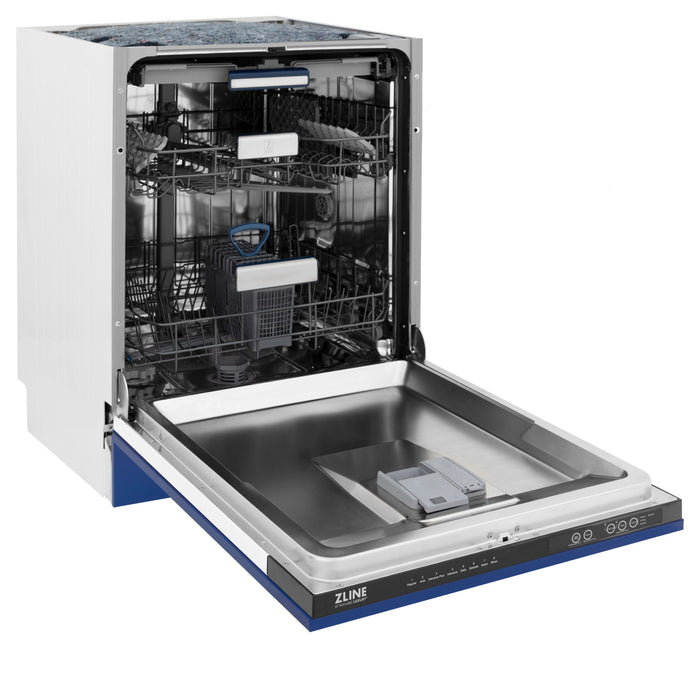 ZLINE 24" Tallac Series 3rd Rack Dishwasher with Blue Matte Panel and Traditional Handle, 51dBa (DWV-BM-24)