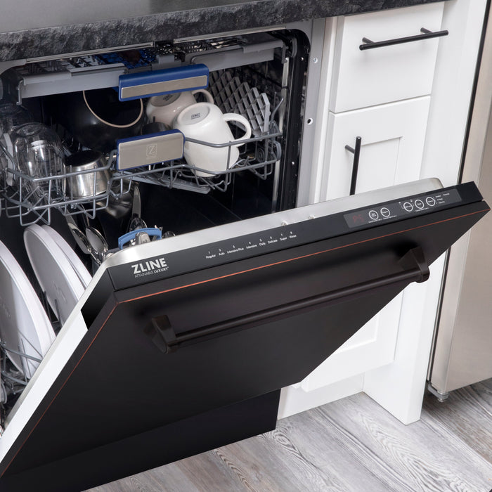 ZLINE 24" Tallac Series 3rd Rack Dishwasher with Oil-Rubbed Bronze Panel and Traditional Handle, 51dBa (DWV-ORB-24)