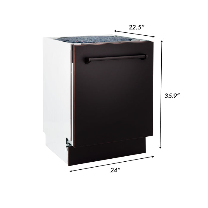 ZLINE 24" Tallac Series 3rd Rack Dishwasher with Oil-Rubbed Bronze Panel and Traditional Handle, 51dBa (DWV-ORB-24)