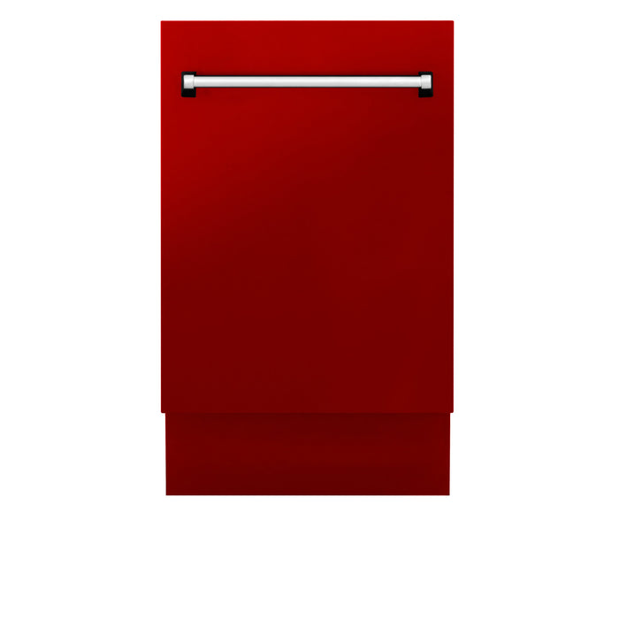 ZLINE 18 in. Tallac Series 3rd Rack Top Control Dishwasher in a Stainless Steel Tub with Red Gloss, 51dBa (DWV-RG-18)