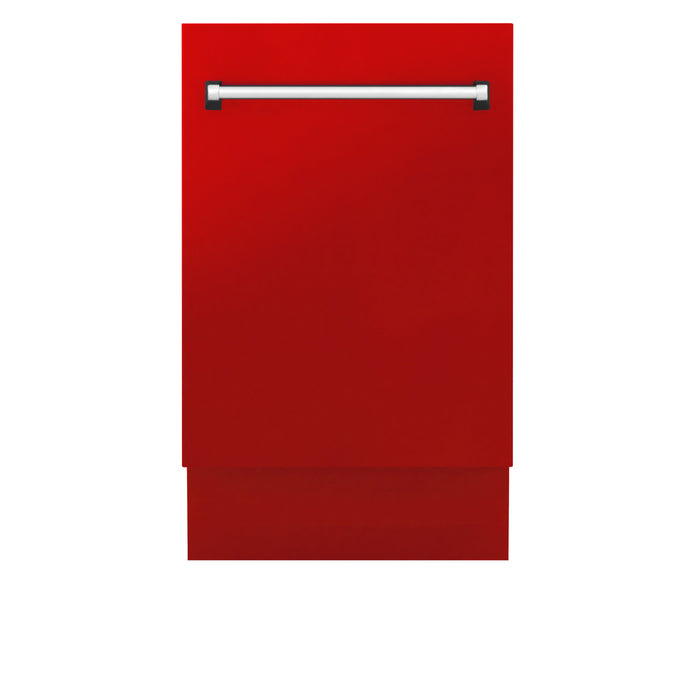 ZLINE 18 in. Tallac Series 3rd Rack Top Control Dishwasher in a Stainless Steel Tub with Red Matte Panel, 51dBa (DWV-RM-18)