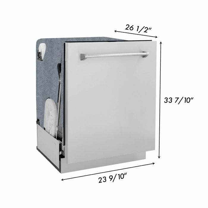 ZLINE 24 in. Panel-Included Monument Series 3rd Rack Top Touch Control Dishwasher with Stainless Steel Door, 45dBa (DWMT-304-24)