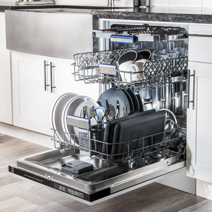 ZLINE 24" Tallac Series 3rd Rack Dishwasher in Stainless Steel with Traditional Handle, 51dBa (DWV-304-24)