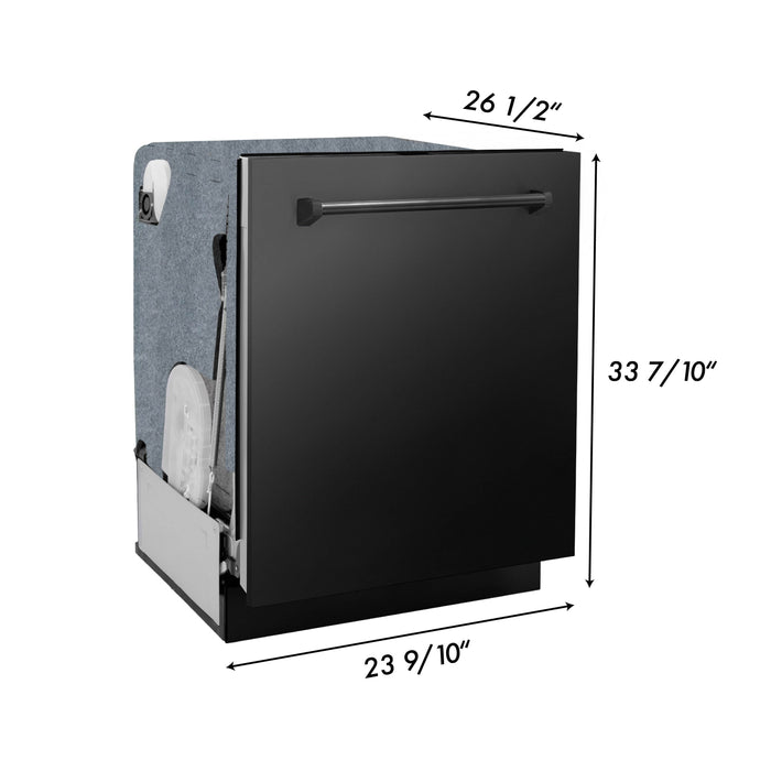 ZLINE 24 in. Panel-Included Monument Series 3rd Rack Top Touch Control Dishwasher with Black Stainless Steel Panel and Stainless Steel Tub, 45dBa (DWMT-BS-24)