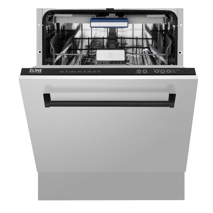 ZLINE Autograph Edition 24 in. 3rd Rack Top Control Tall Tub Dishwasher in Stainless Steel with Matte Black Handle, 51dBa (DWVZ-304-24-MB)