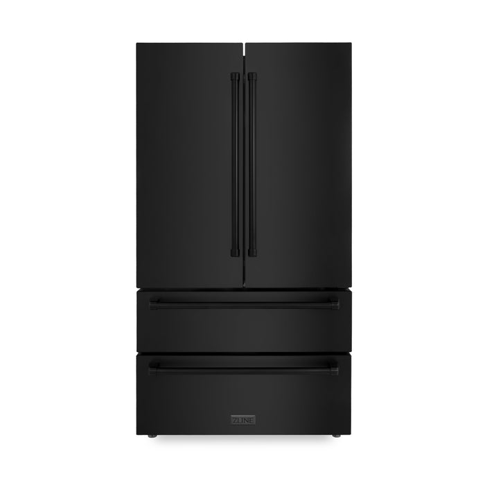 ZLINE 36 in. Freestanding French Door Refrigerator with Ice Maker in Black Stainless Steel (RFM-36-BS)